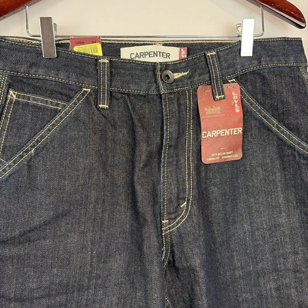NWT Signature By Levi Strauss Men’s Denim Carpenter Shorts Dark Wash Blue Sz 32